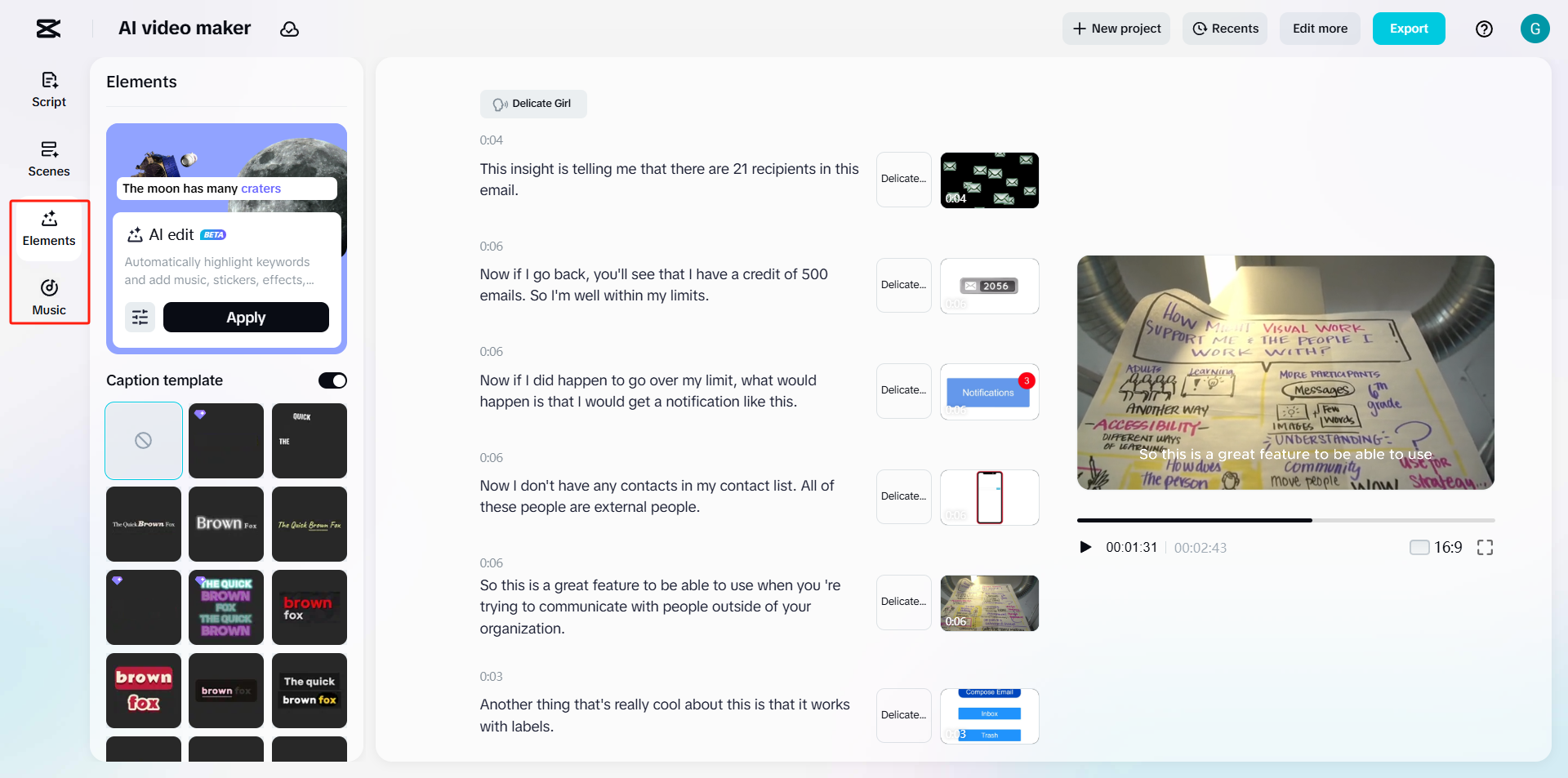 Add elements and music