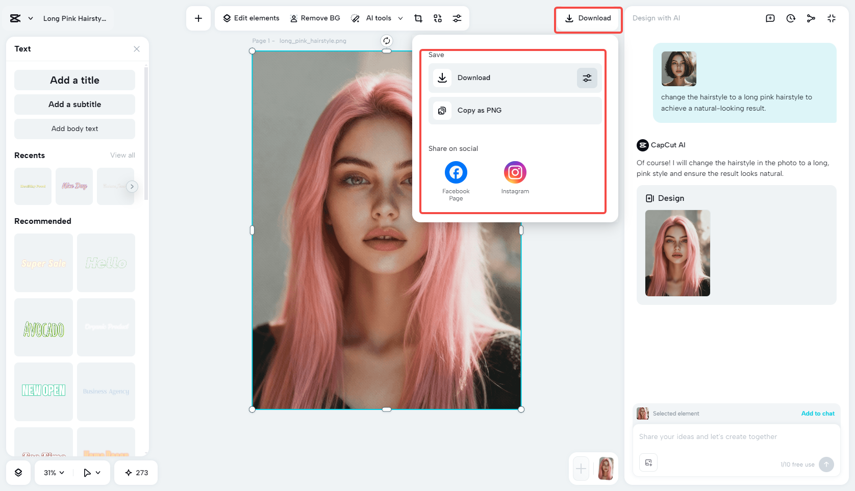 Download and share your hairstyle transformation