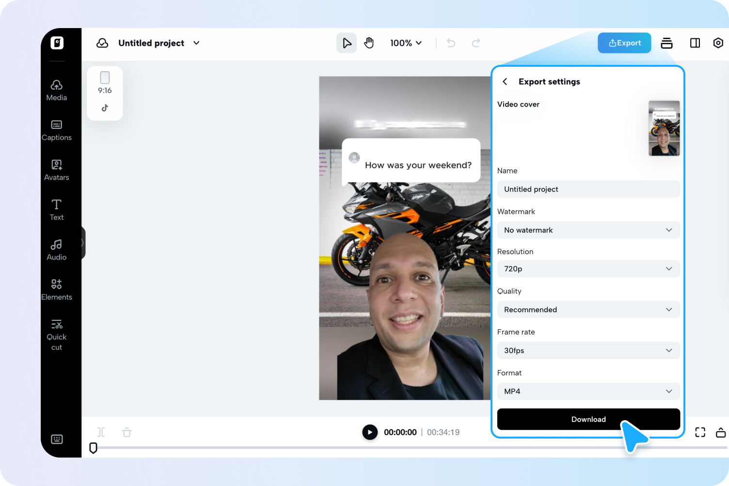 ส่งออกหรือแก้ไขวิดีโอเพิ่มเติม