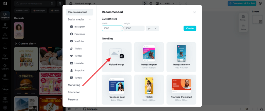 tải lên hình ảnh để thay đổi kích thước hình ảnh trên pippit shopify
