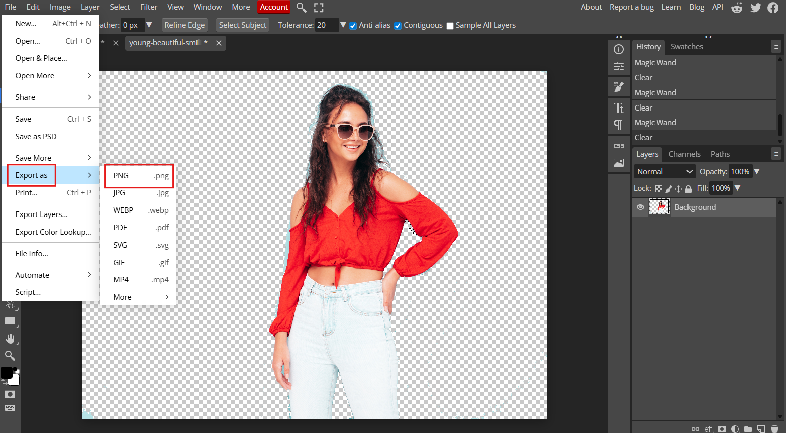 Export the image