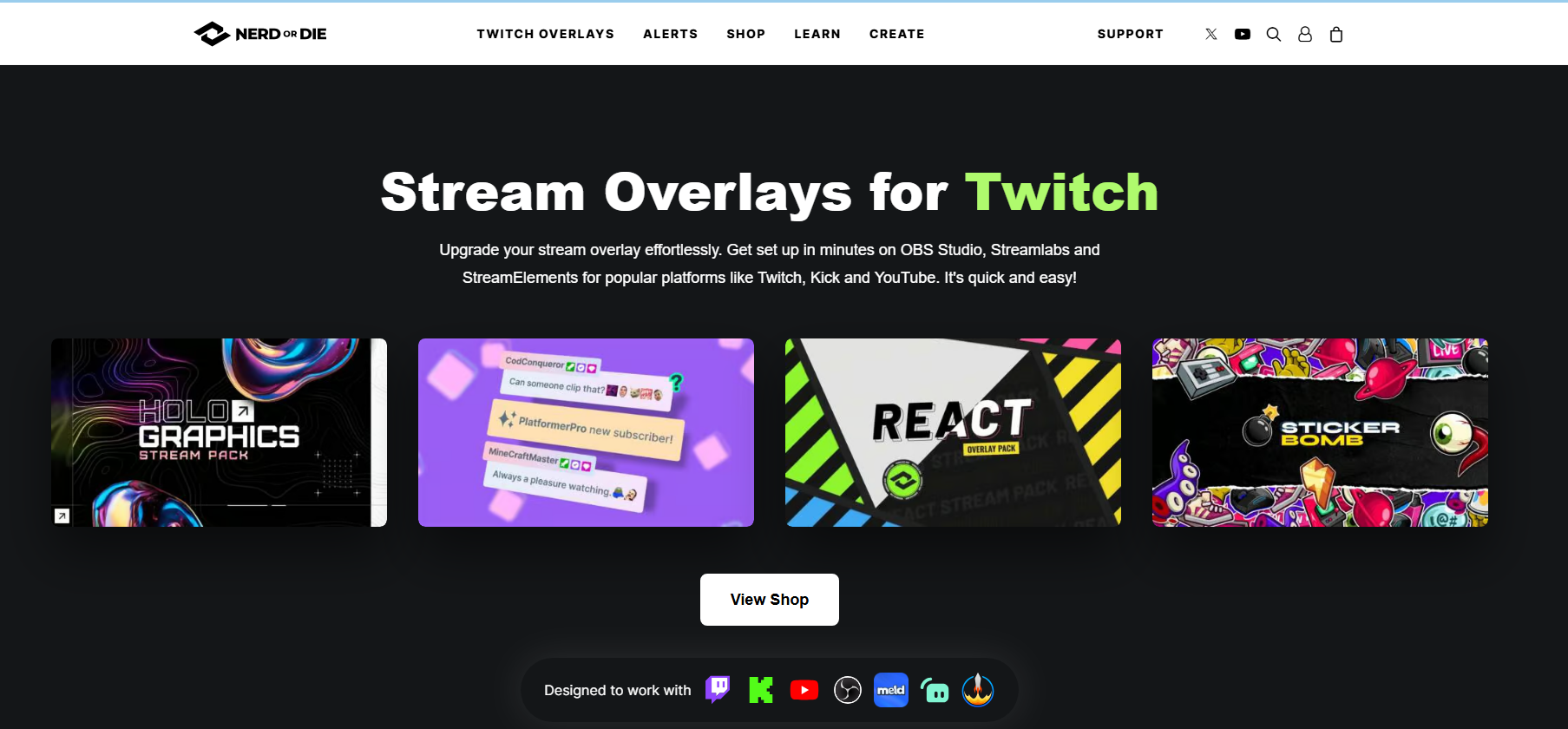 Nerd or Die free animated Twitch overlays