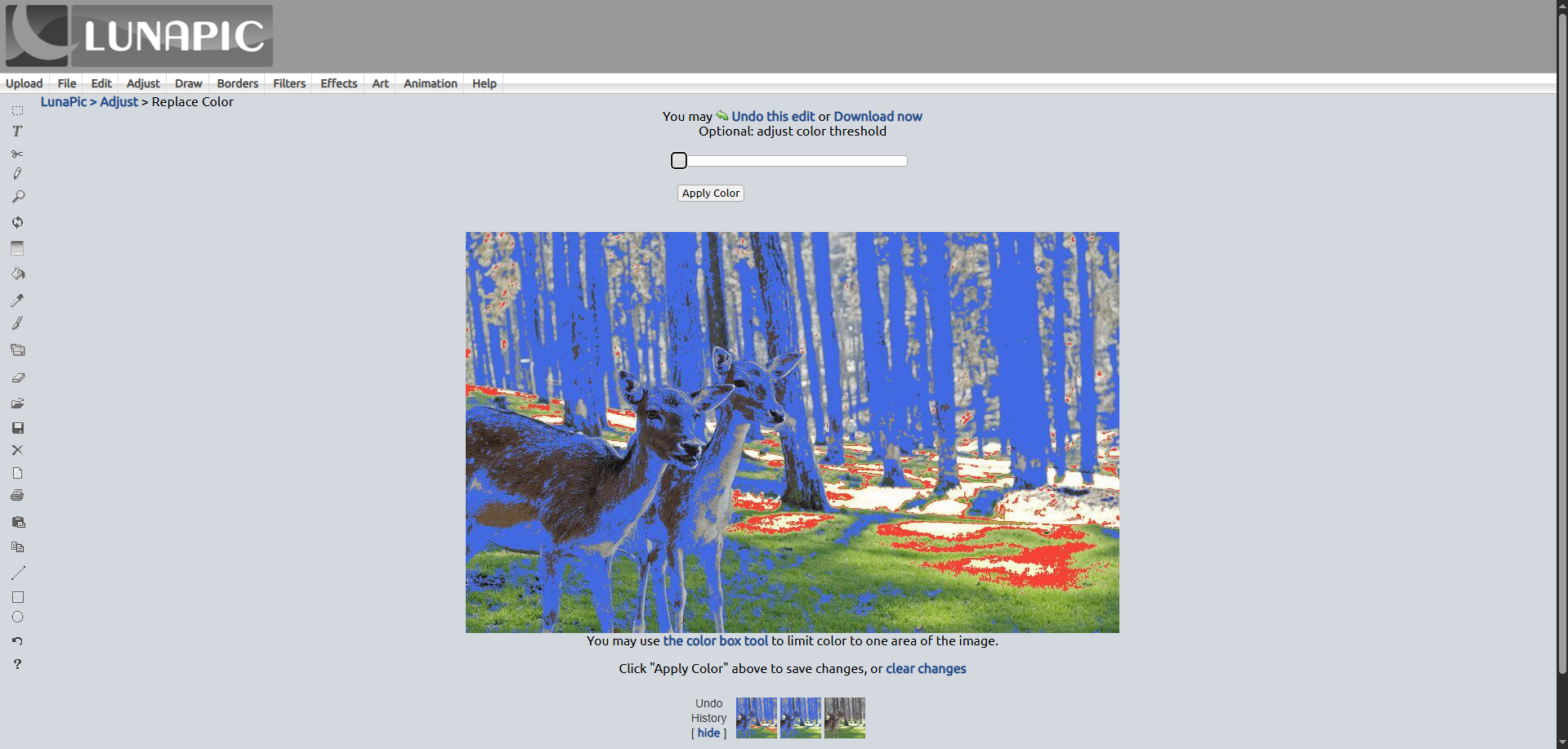 Apply Color to make the changes