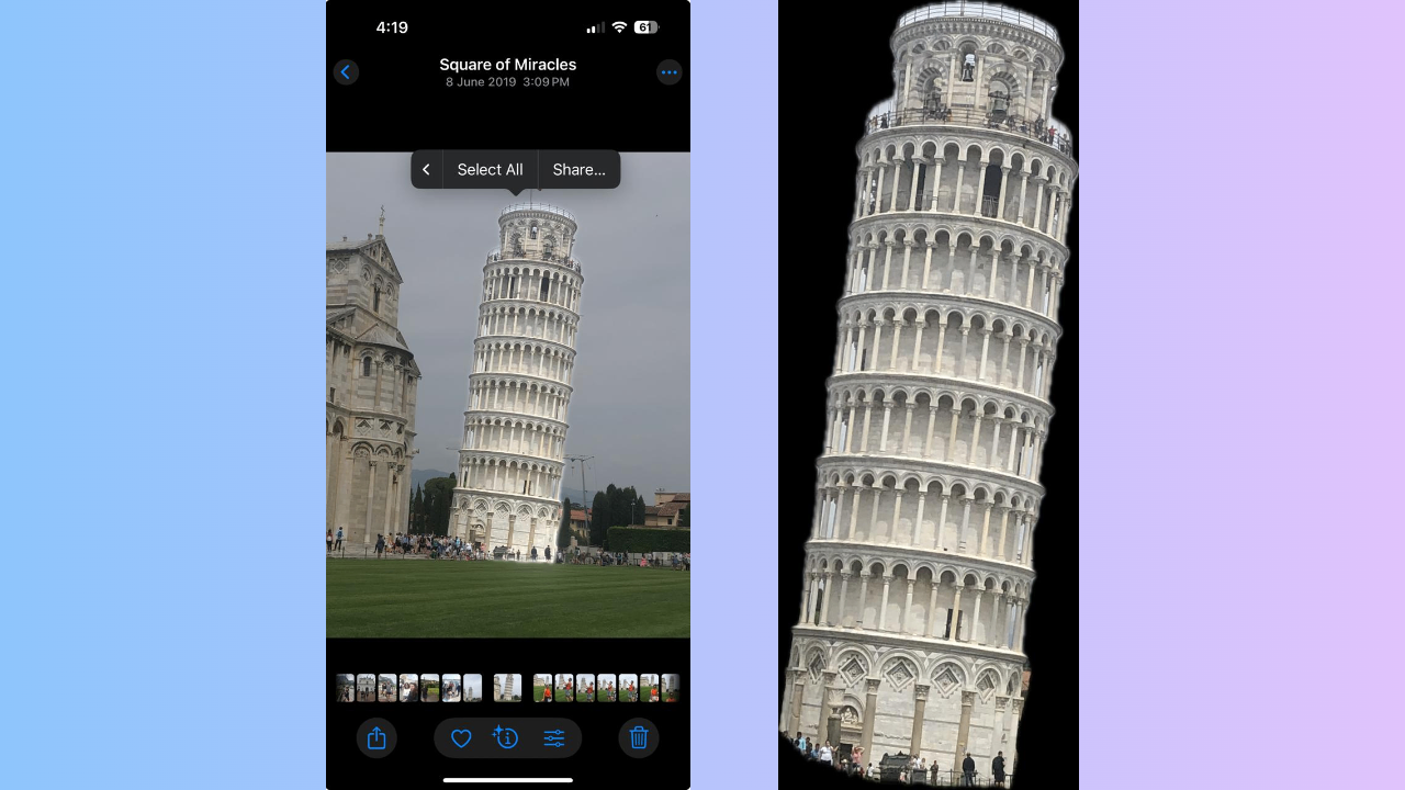 Use built-in feature to cut and paste photos on iPhone
