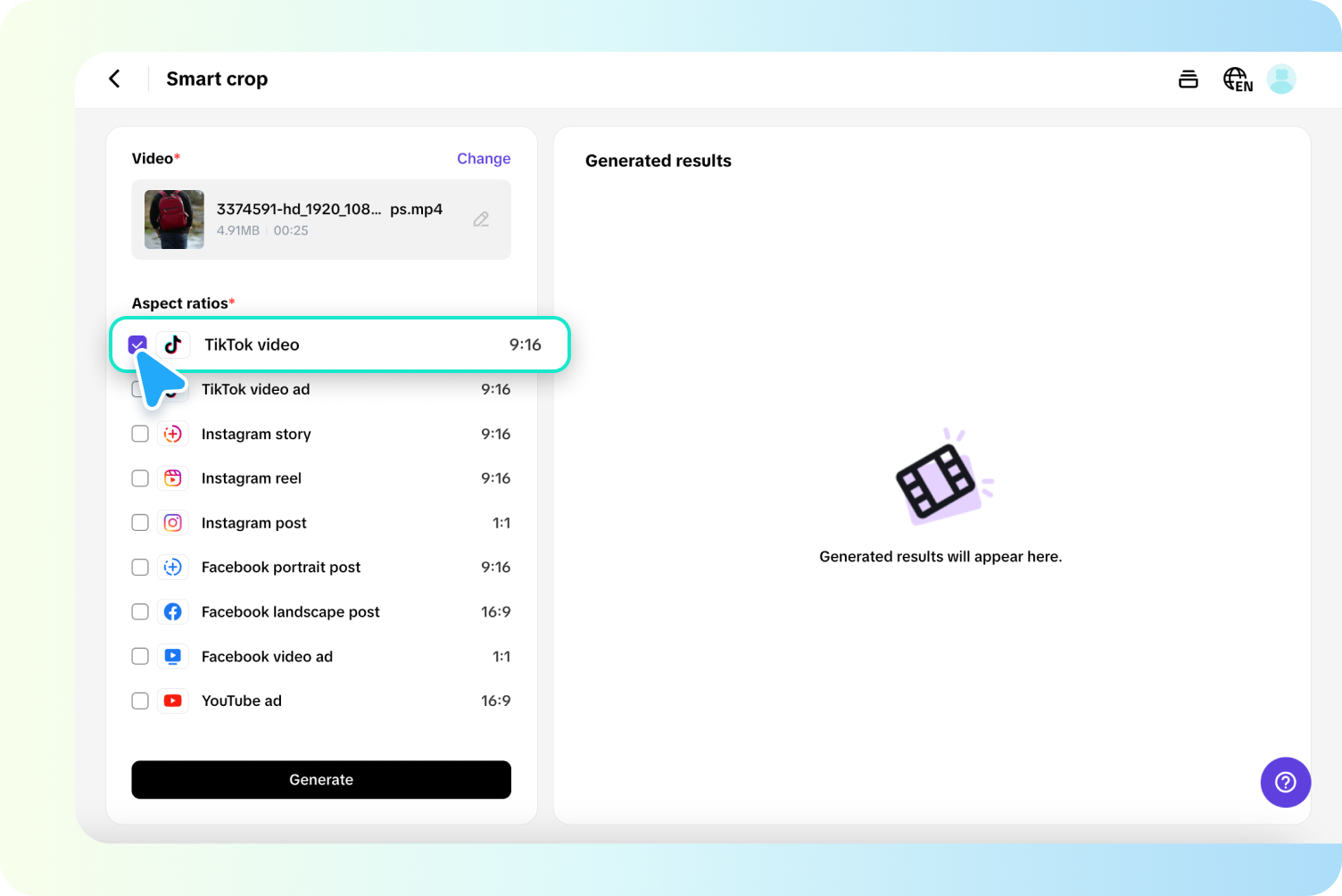 ปรับแต่งอัตราส่วนภาพของคุณ