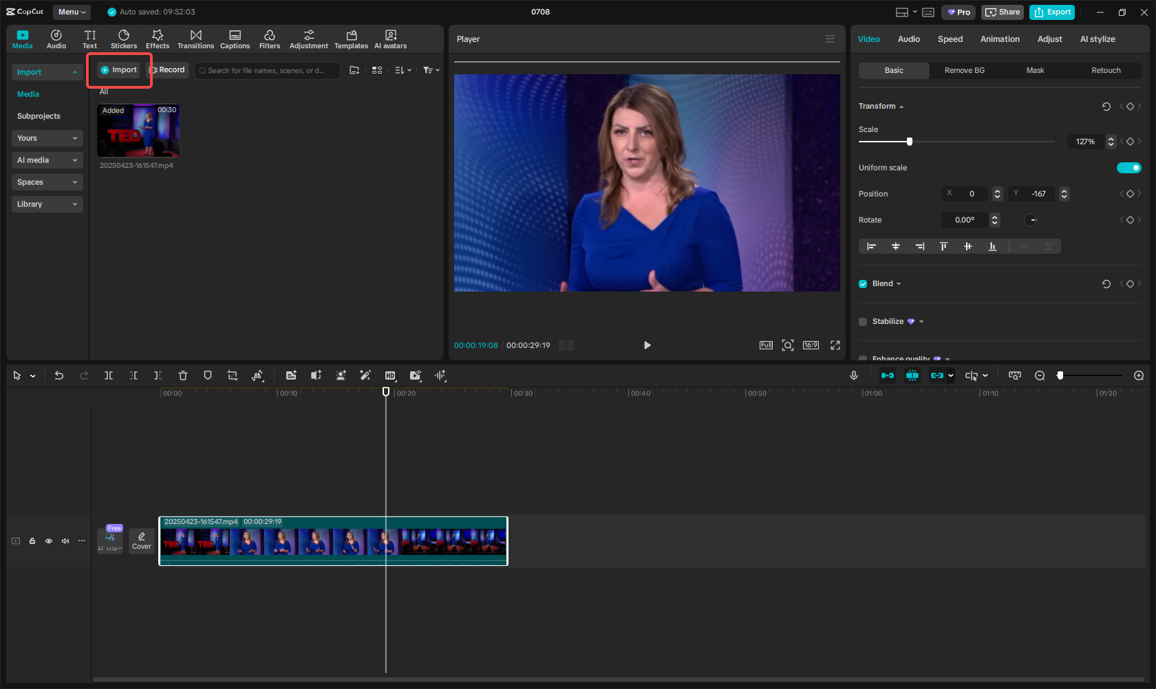 Impor video ke CapCut