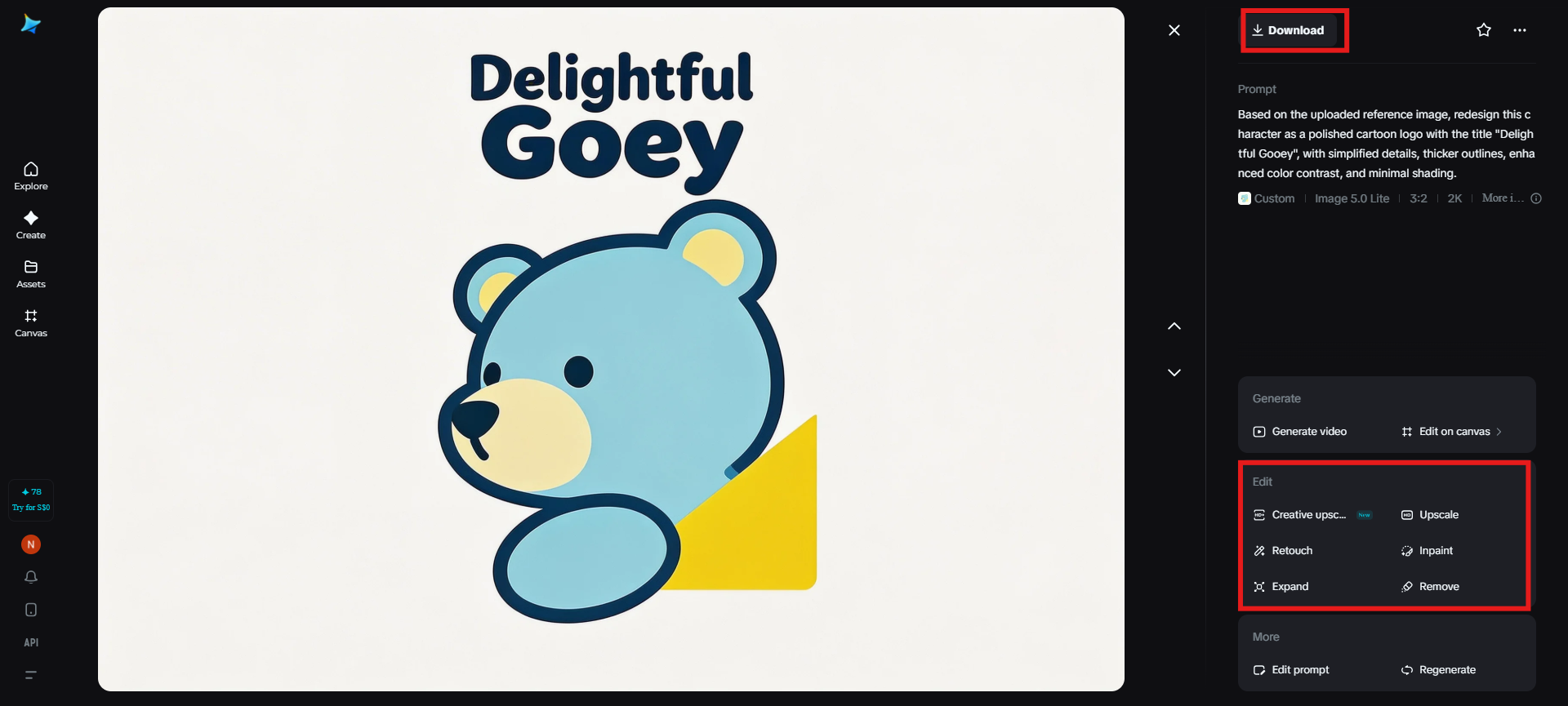 Refine and download the image