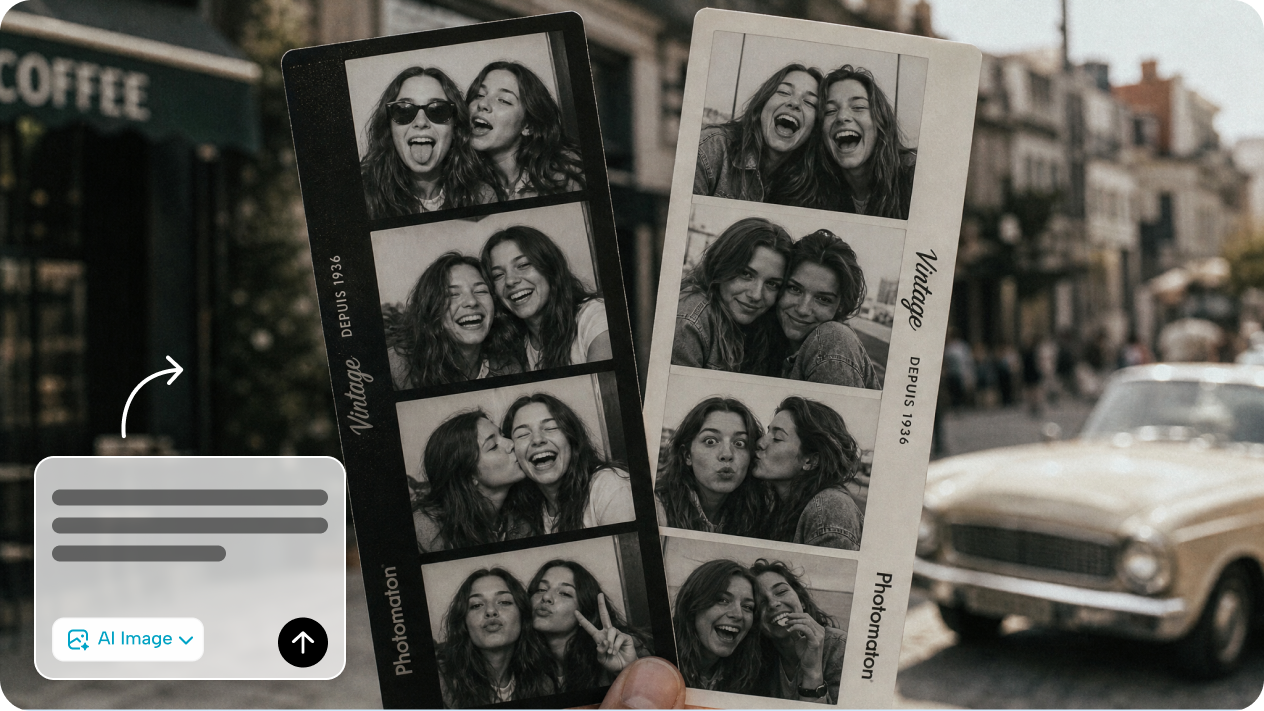 Generera vintage photobooth remsor från enkel beskrivning