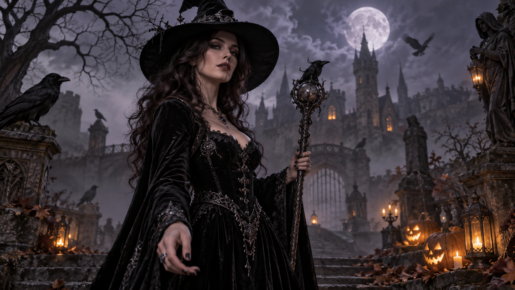 Gothic Witch Courtyard Exemplu de scenă