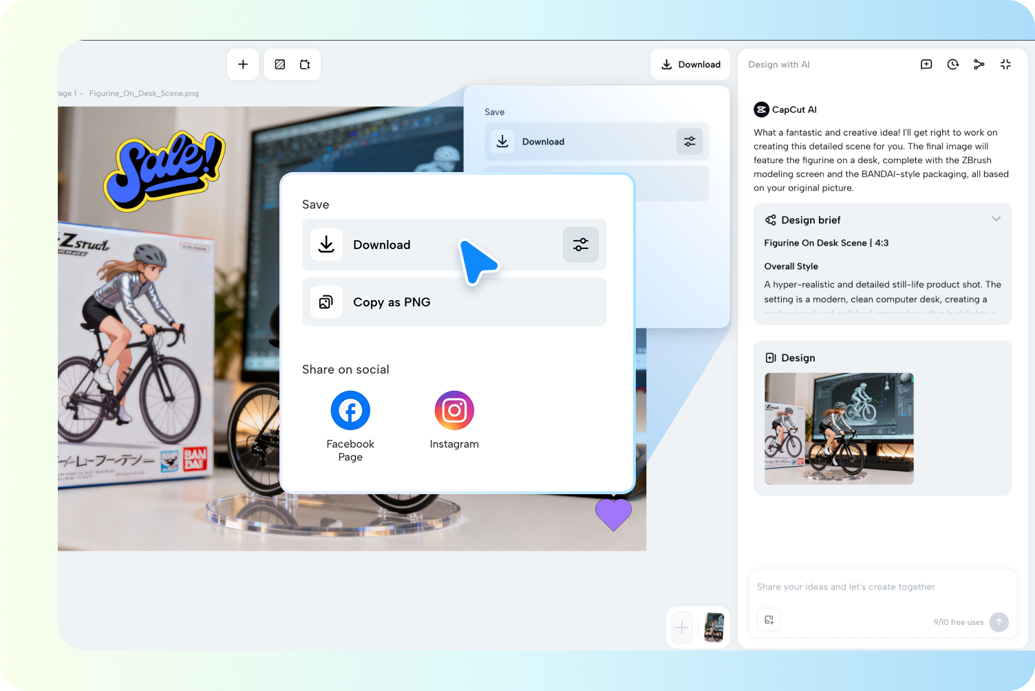 Unduh gambar akhir menggunakan editor foto online