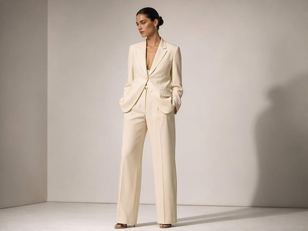 Kleidung zum Video hinzufügen AI prompt Beispiel 1 - Creme Blazer Transformation