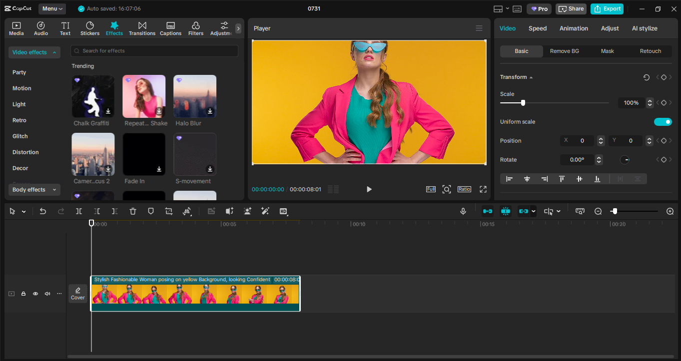 Interface of CapCut desktop video editor - an effective tool to make a video out of photos