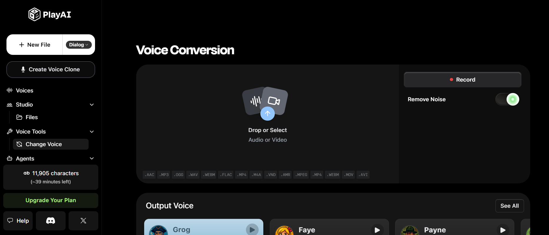 PlayHT's interface