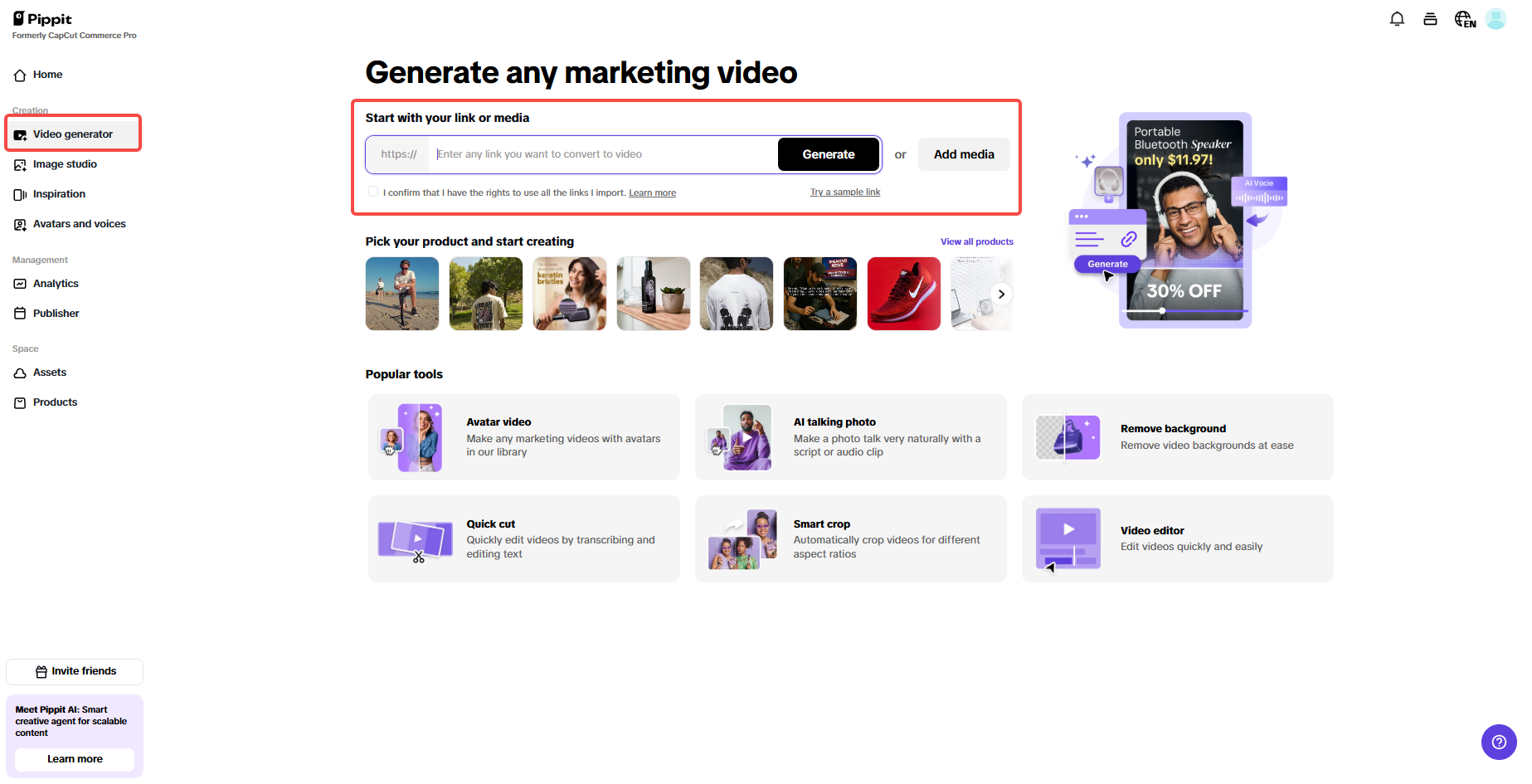 Go to the video generator