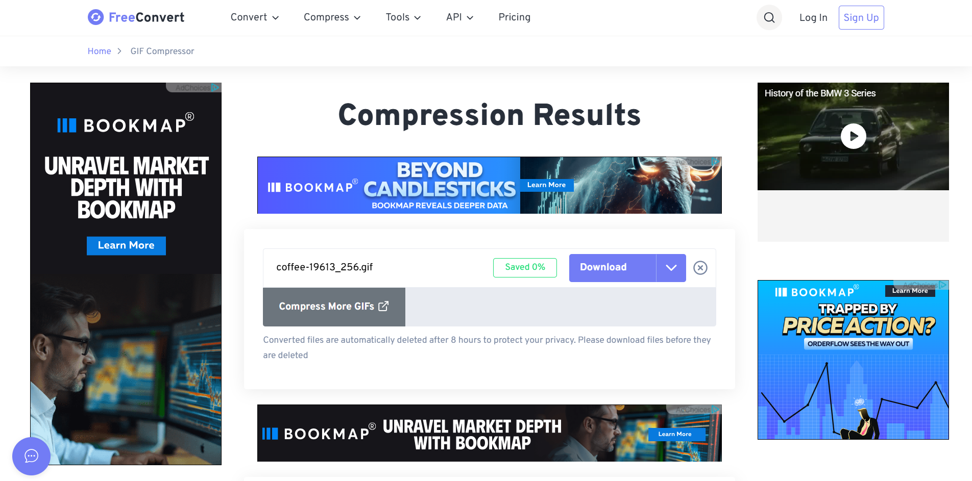 Interface of FreeConvert - an efficient tool to change the size of GIFs