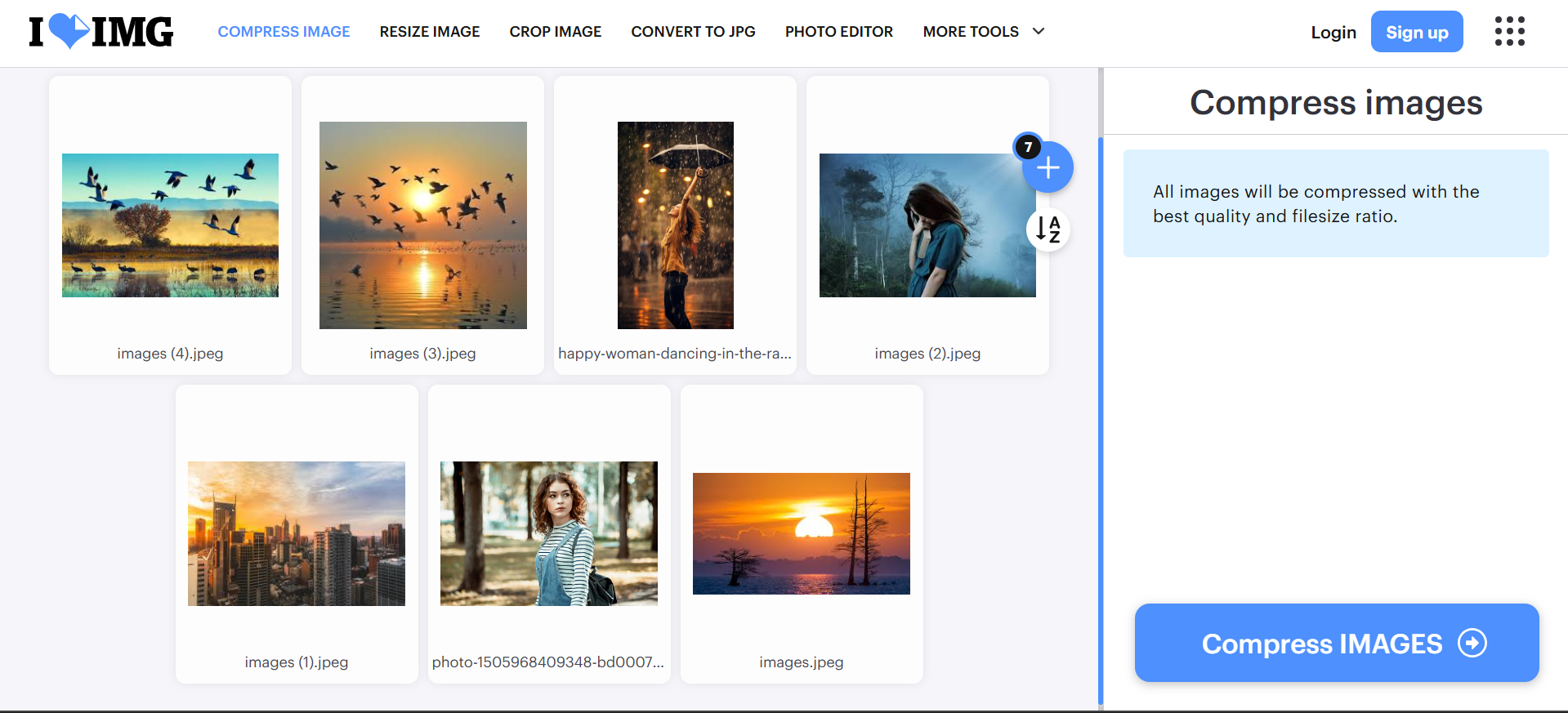 iLoveIMG - batch image compression software