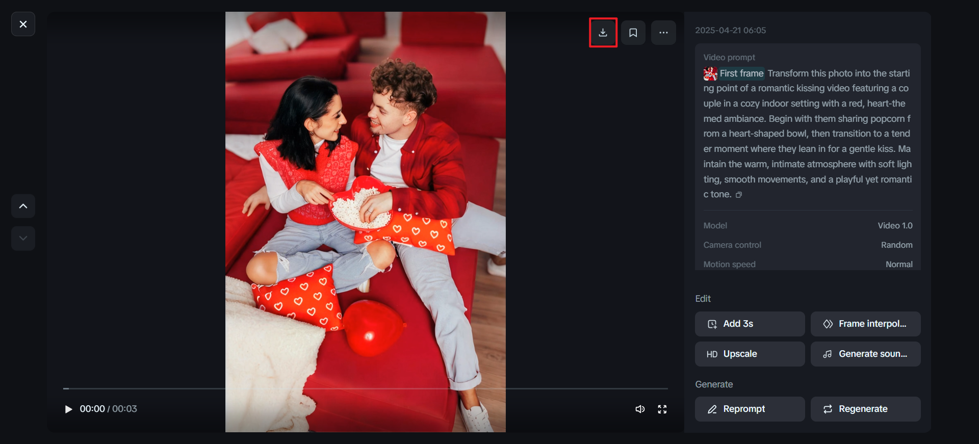 AI öpücük video jeneratörü ücretsiz indir