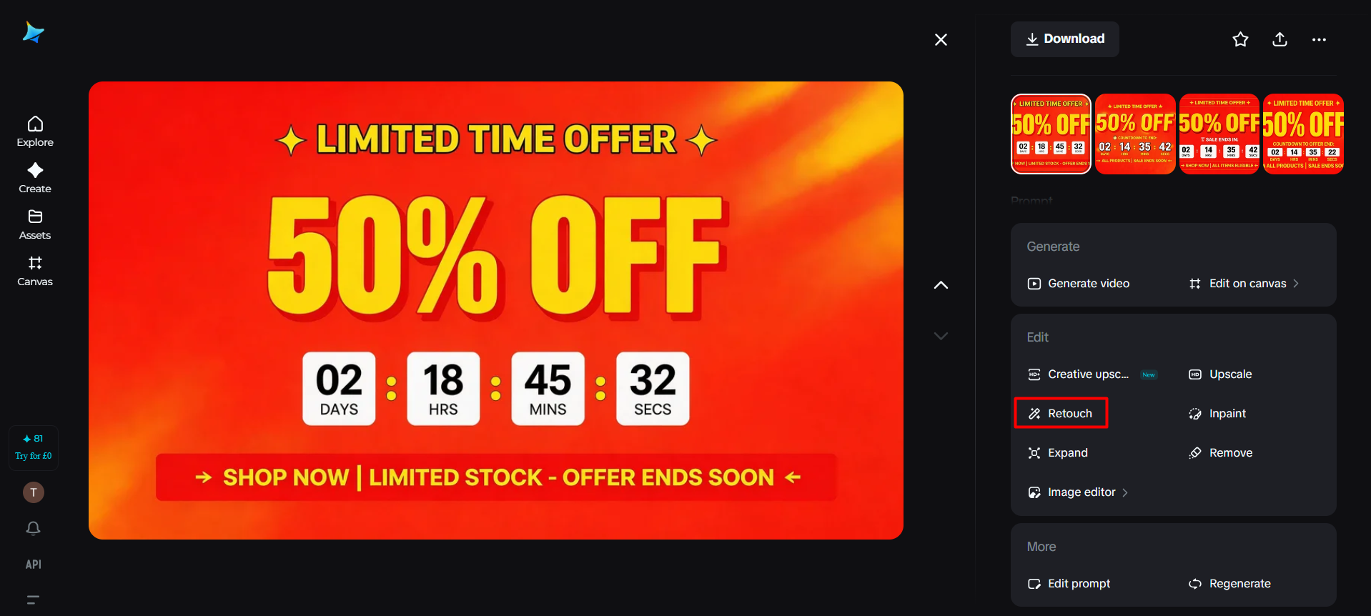 Retouch tool