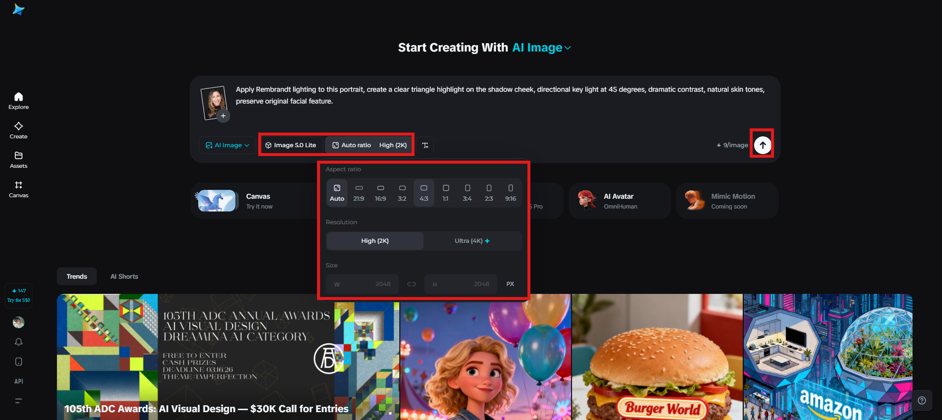Pilih model imej dan jana kesannya