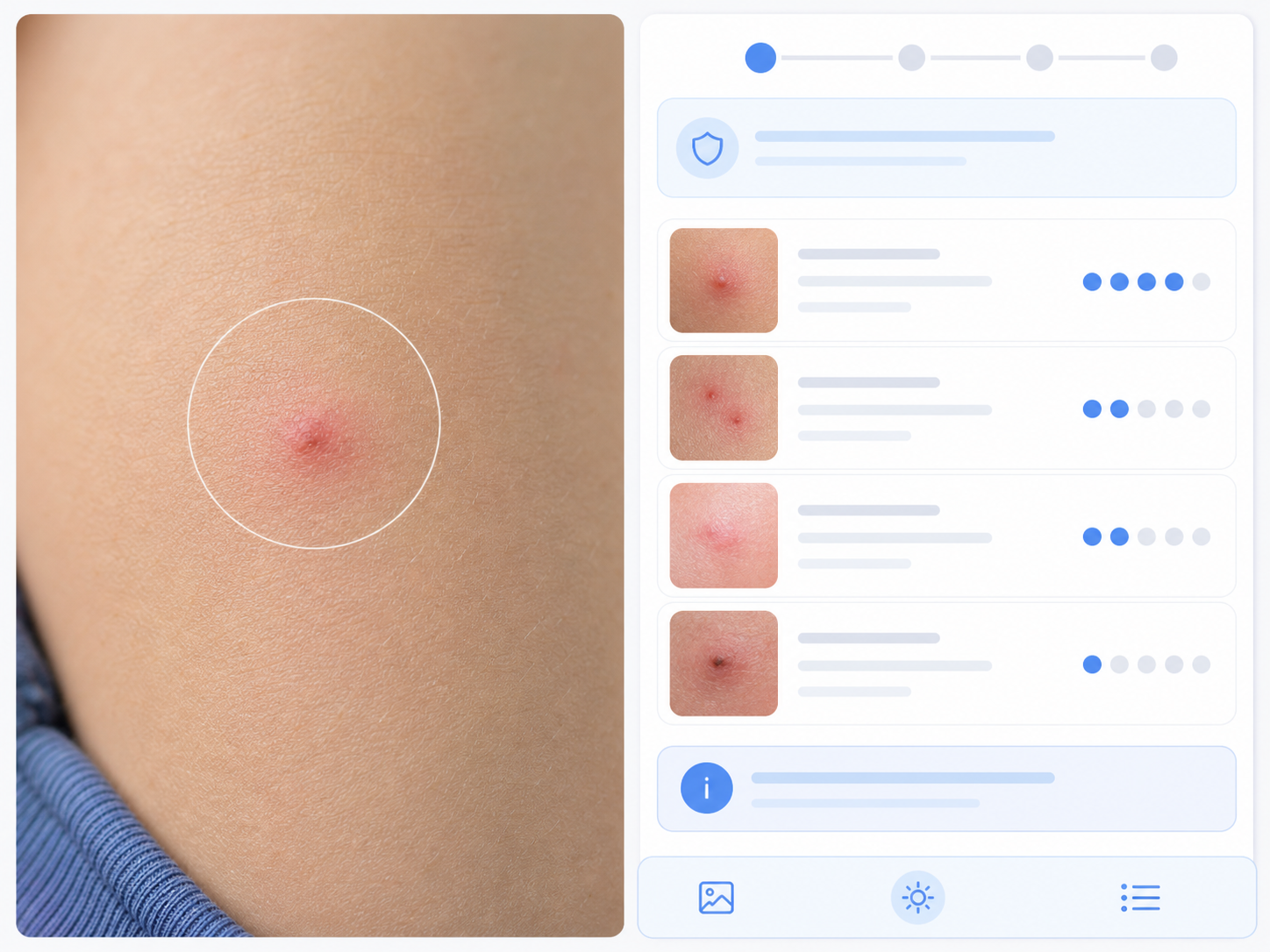 Bug Bite Foto-Upload und visuelle Überprüfung Workflow