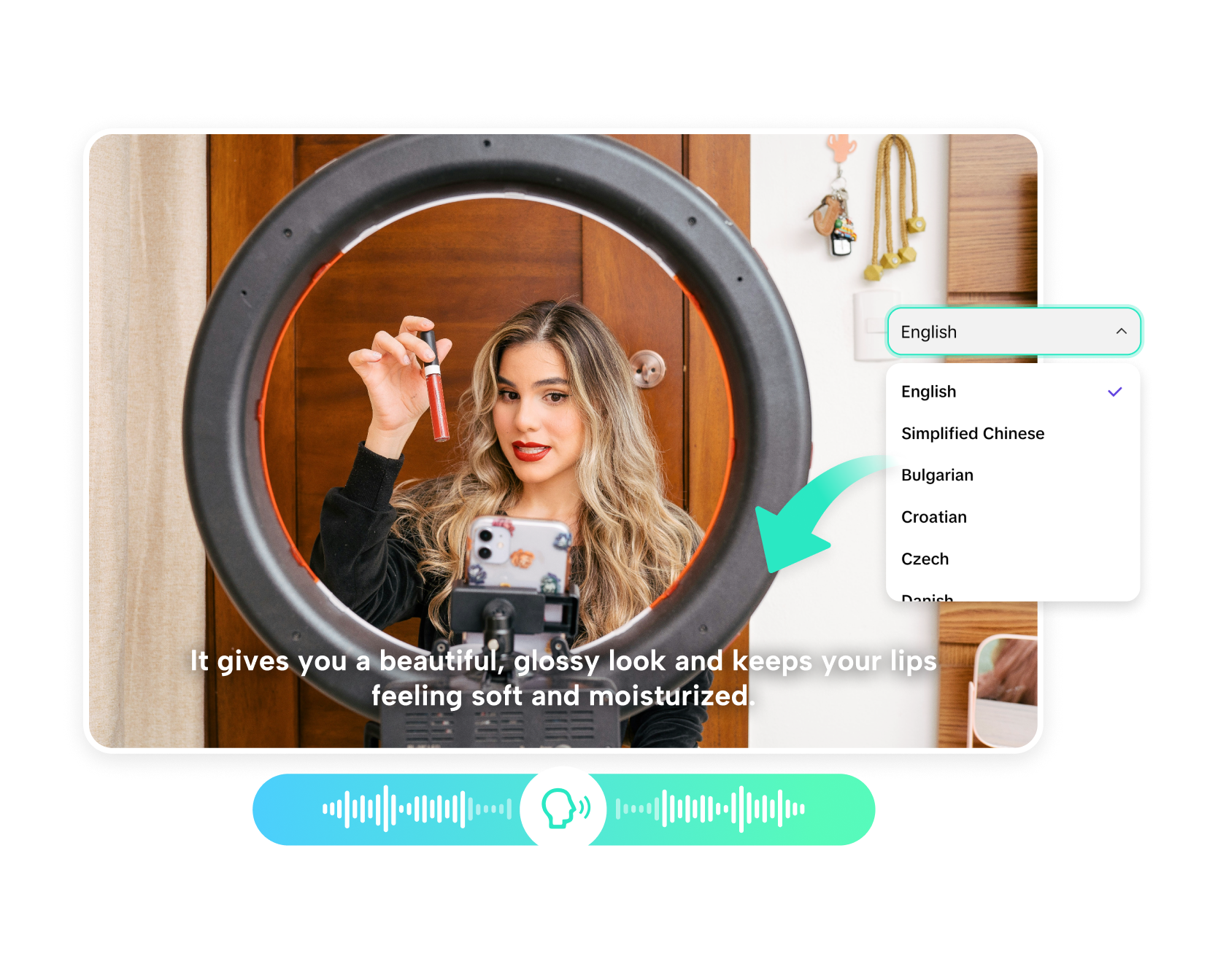 Pippit's Video Translator interface showing language selection and AI Avatar options