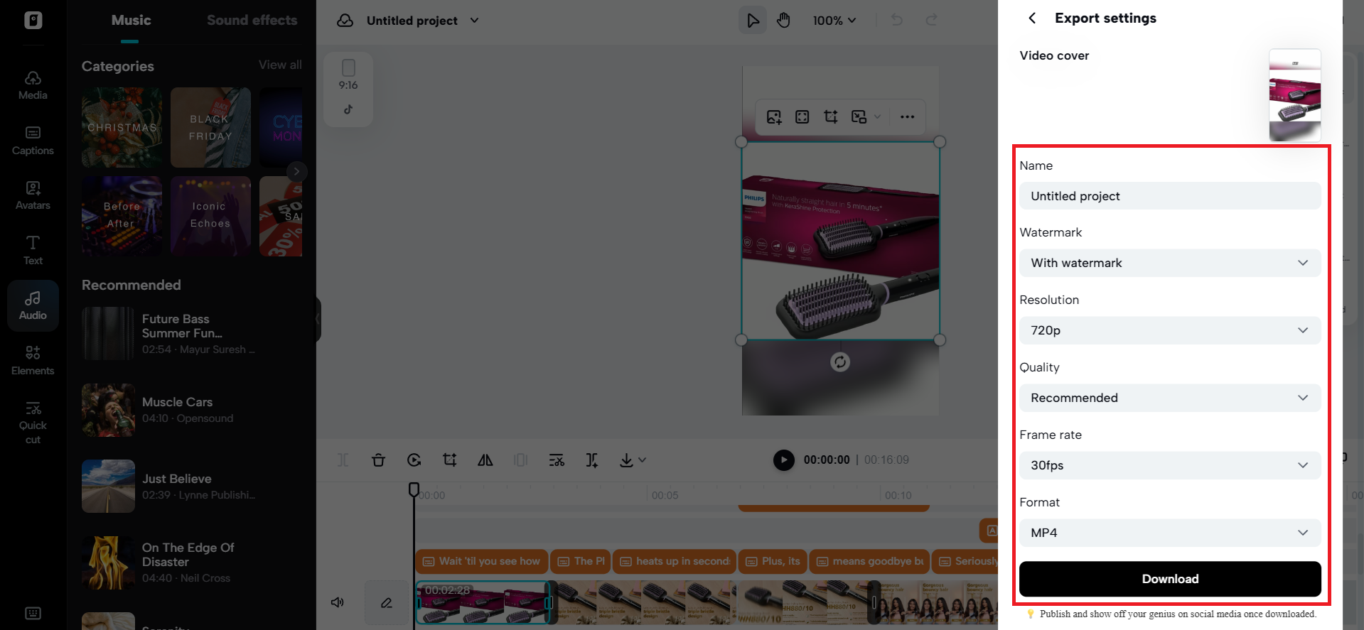 I-export ang iyong video