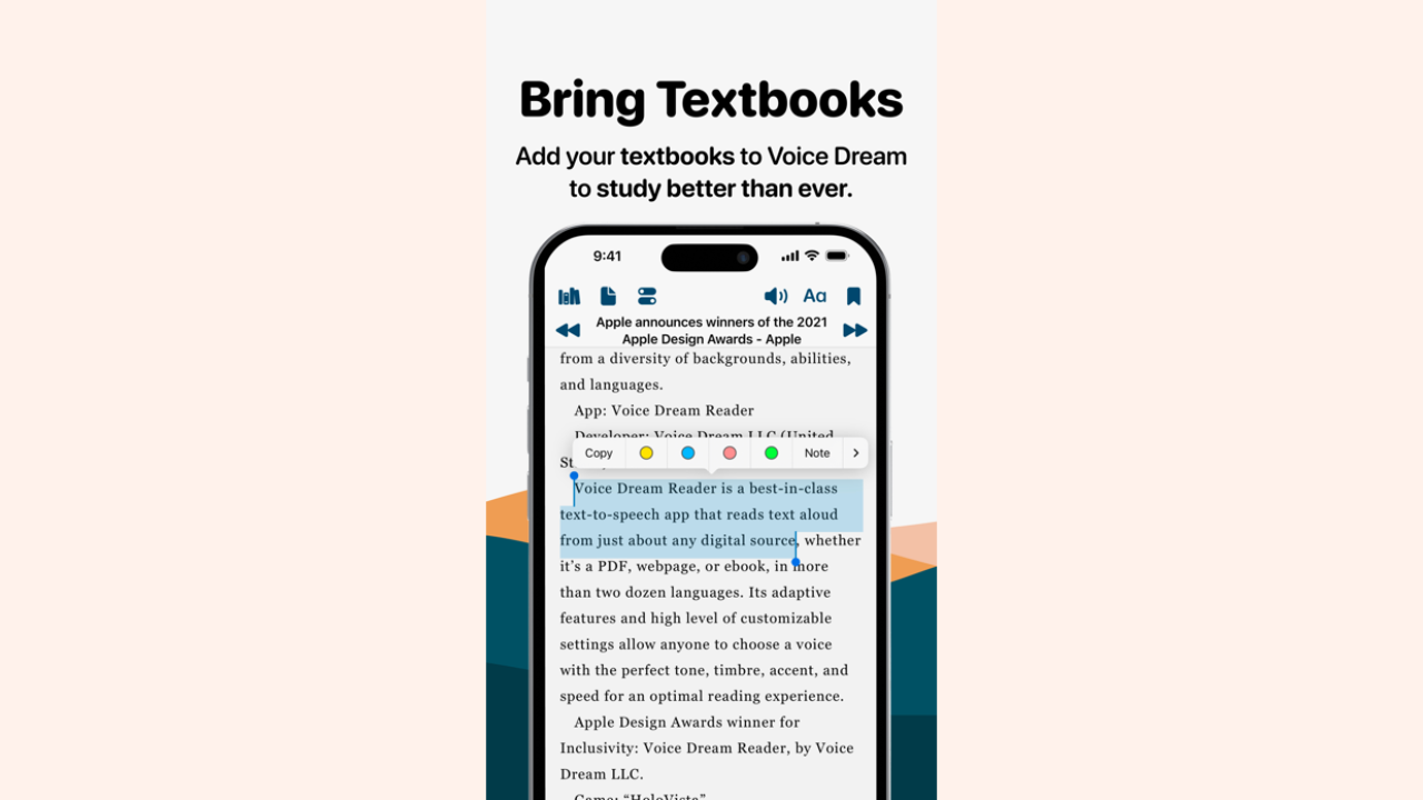 Voice Dream Reader-Schnittstelle