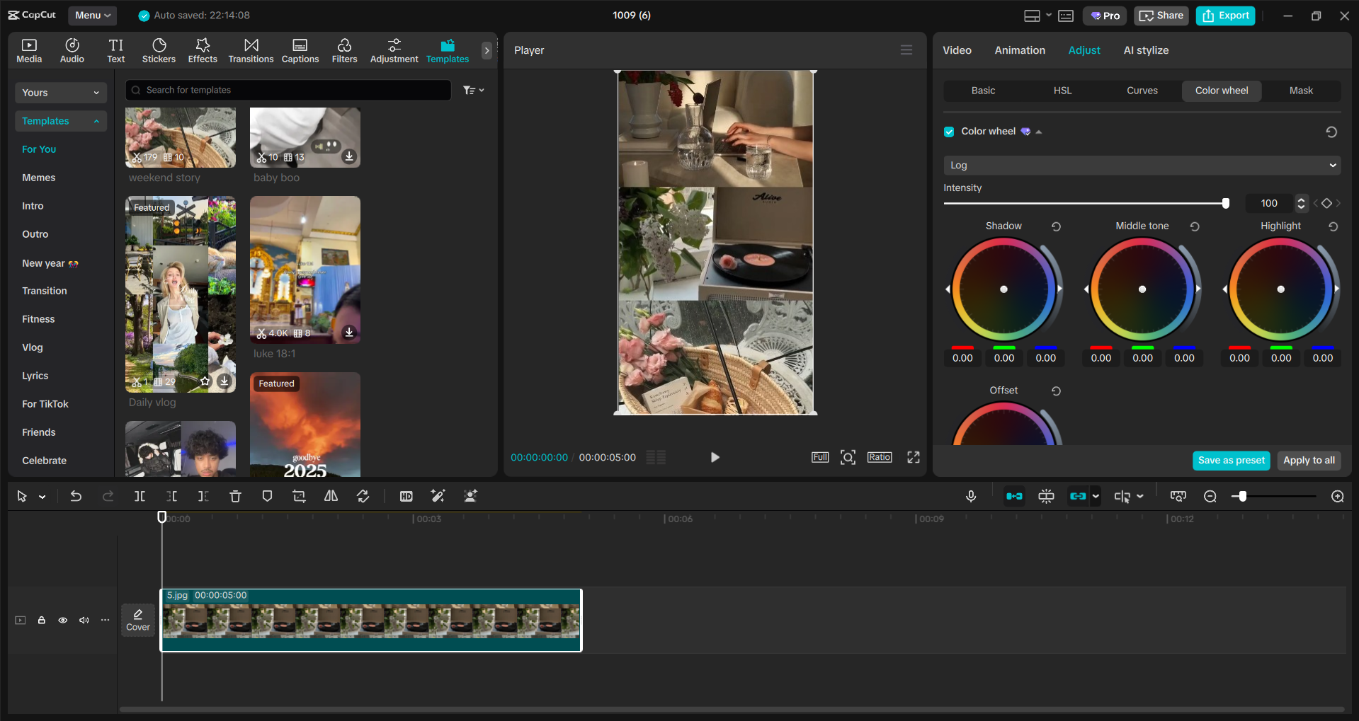 Interface of the CapCut desktop video editor - a user-friendly tool to edit Instagram Reels