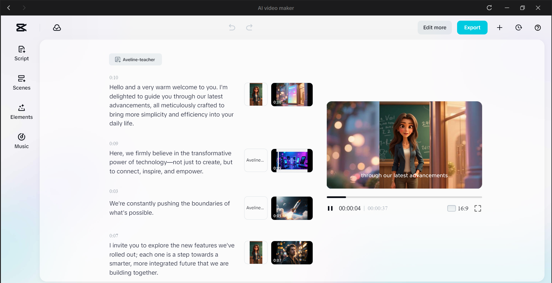 Interface of the CapCut desktop video editor - the best AI avatar generator