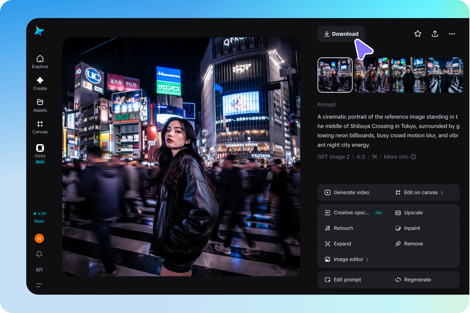 Generate, refine, and download your artwork