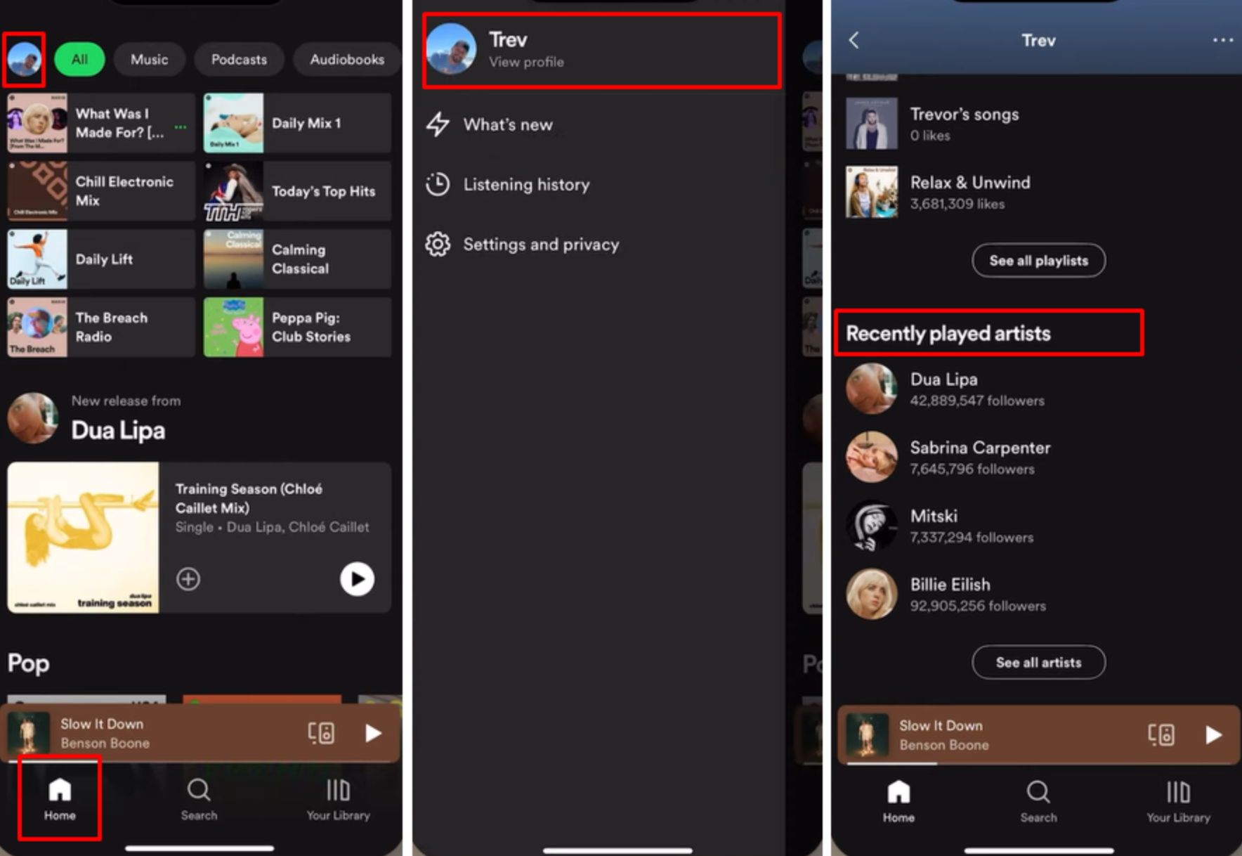 Image showing how to check your top artists on Spotify with an Android