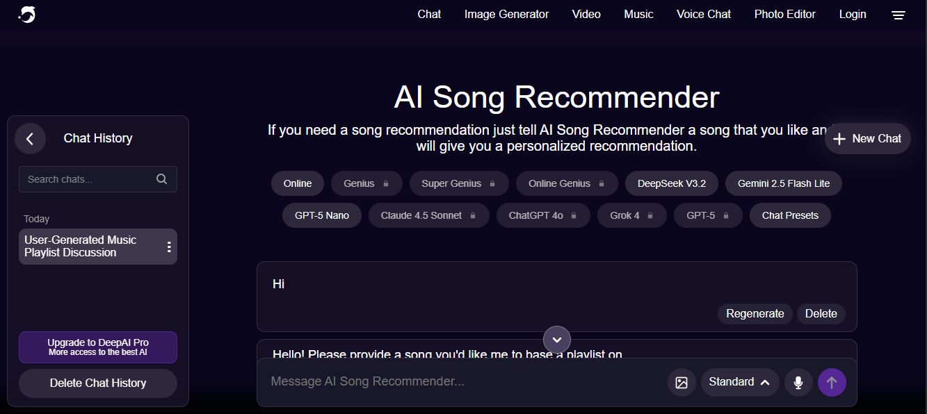 DeepAI - the best song recommendeer