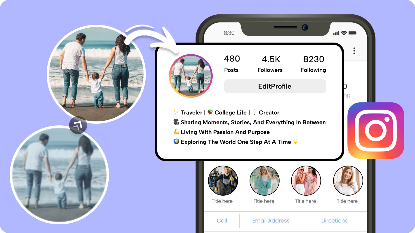 Edición de perfil de Instagram