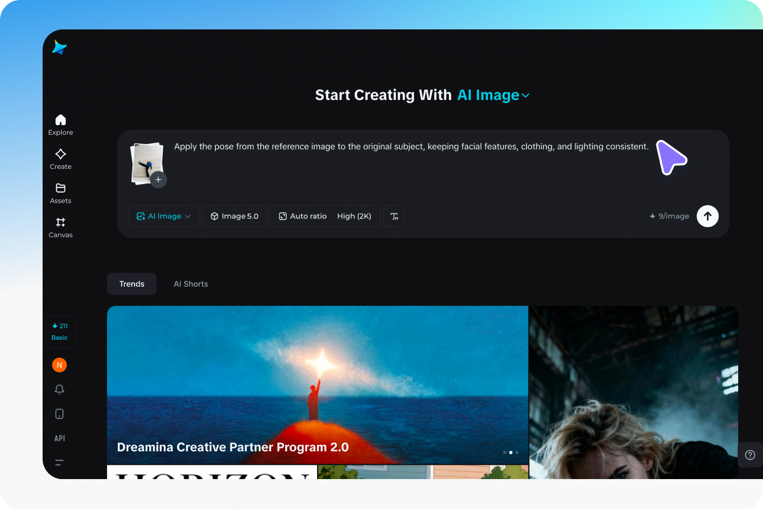 Upload original image and pose reference