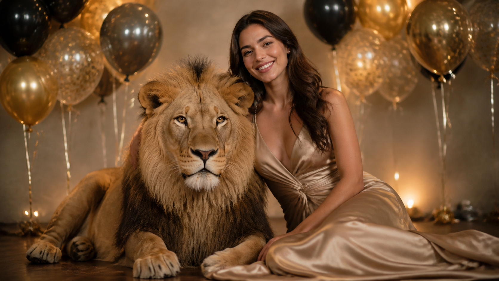 Birthday Girl with Lion AI Prompts hero image