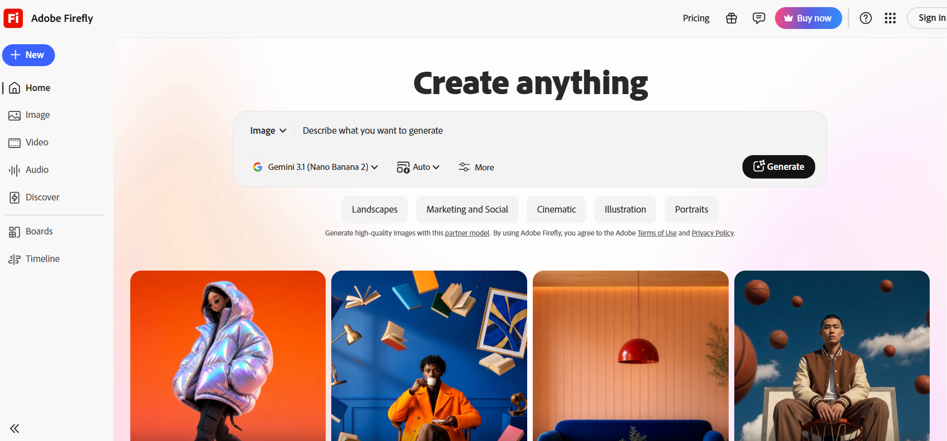 Adobe Firefly: Visual concept development