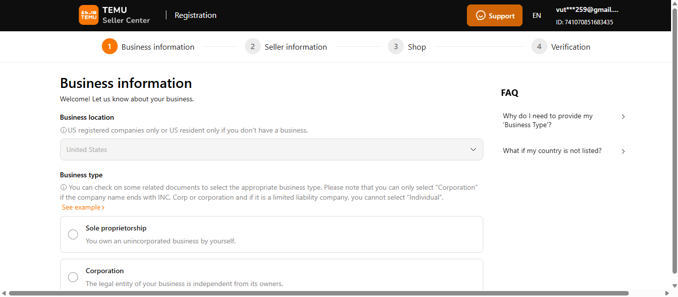 Add business information for supplier choices