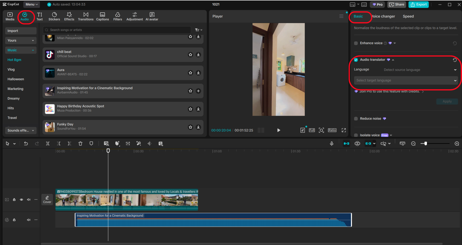 Translate and edit captions, add AI dubbing, and customize visuals in CapCut PC