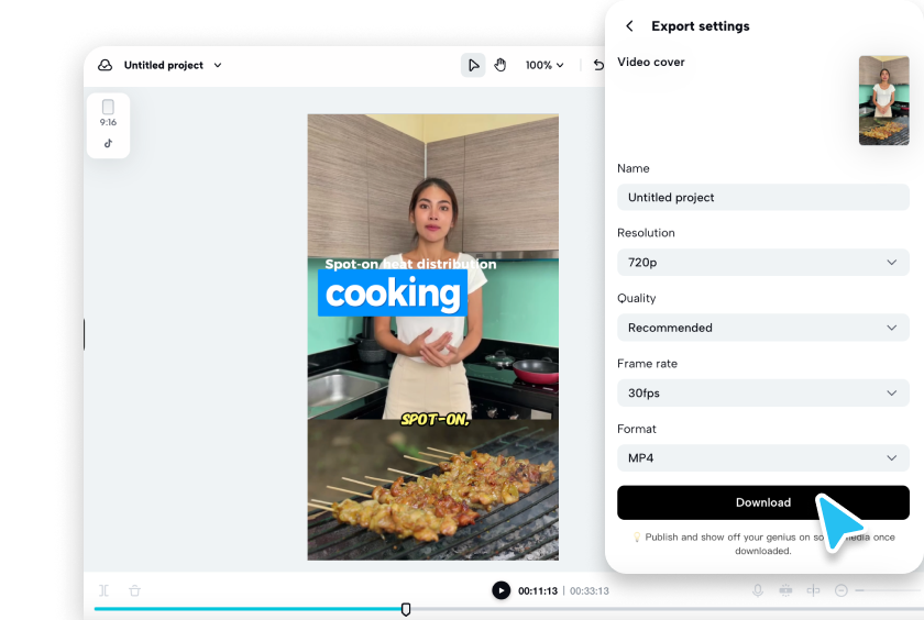 Export & share the video