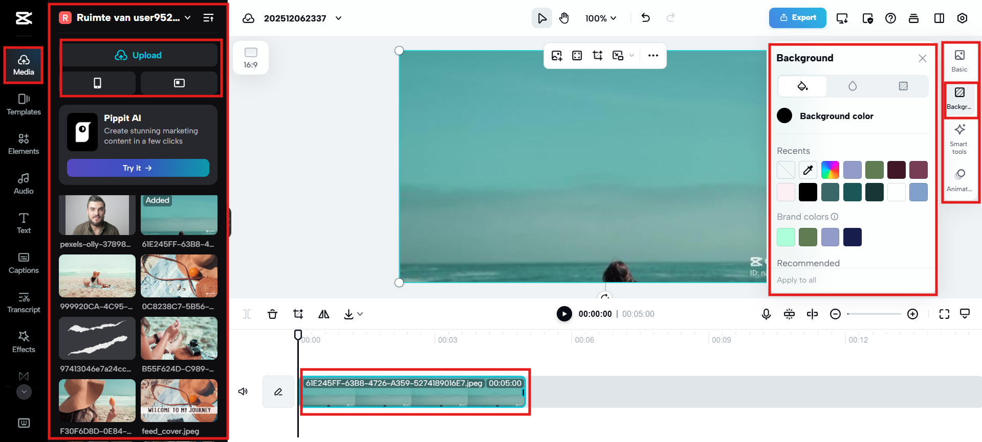 Upload media and adjust settings in CapCut