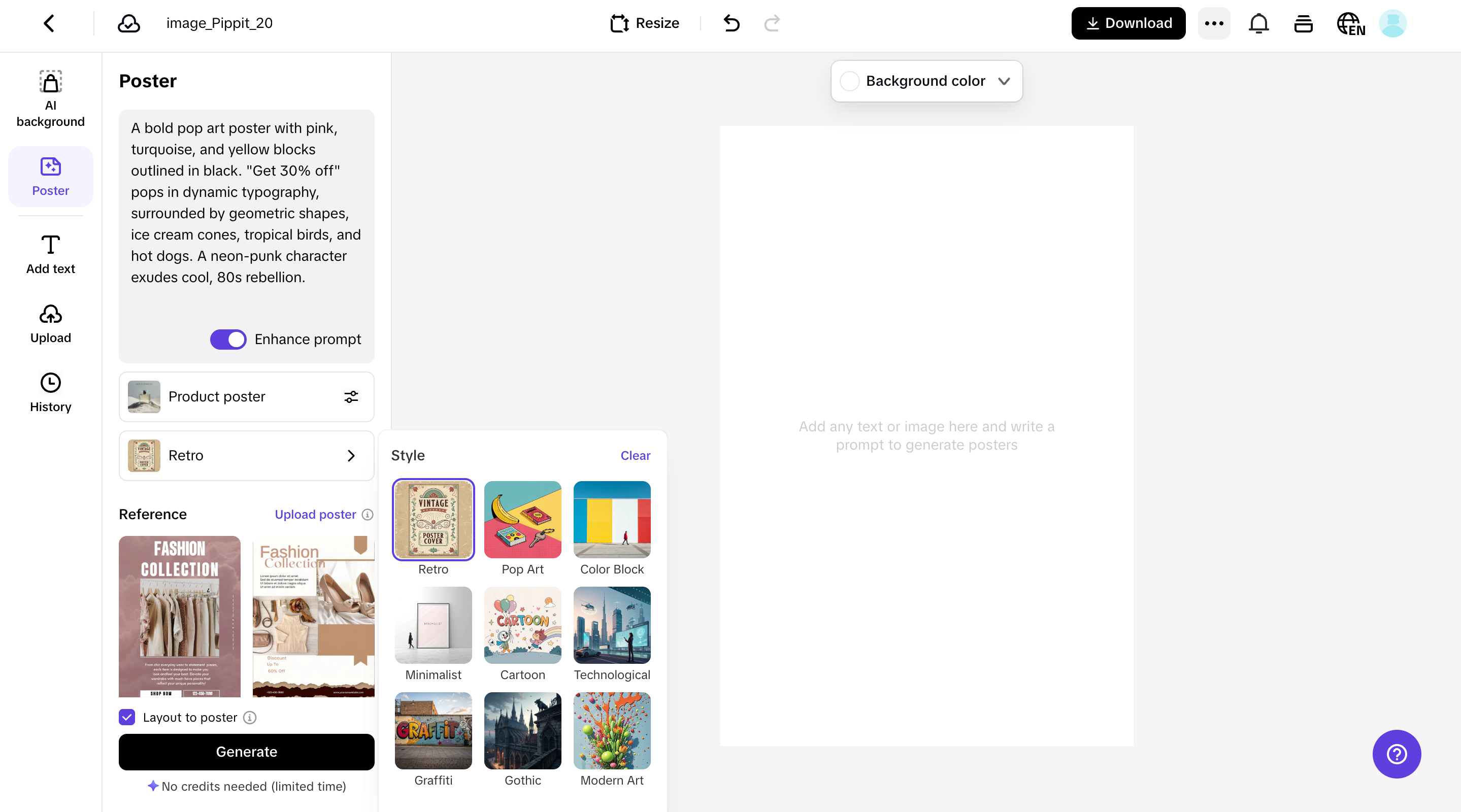 Generate your poster with prompts