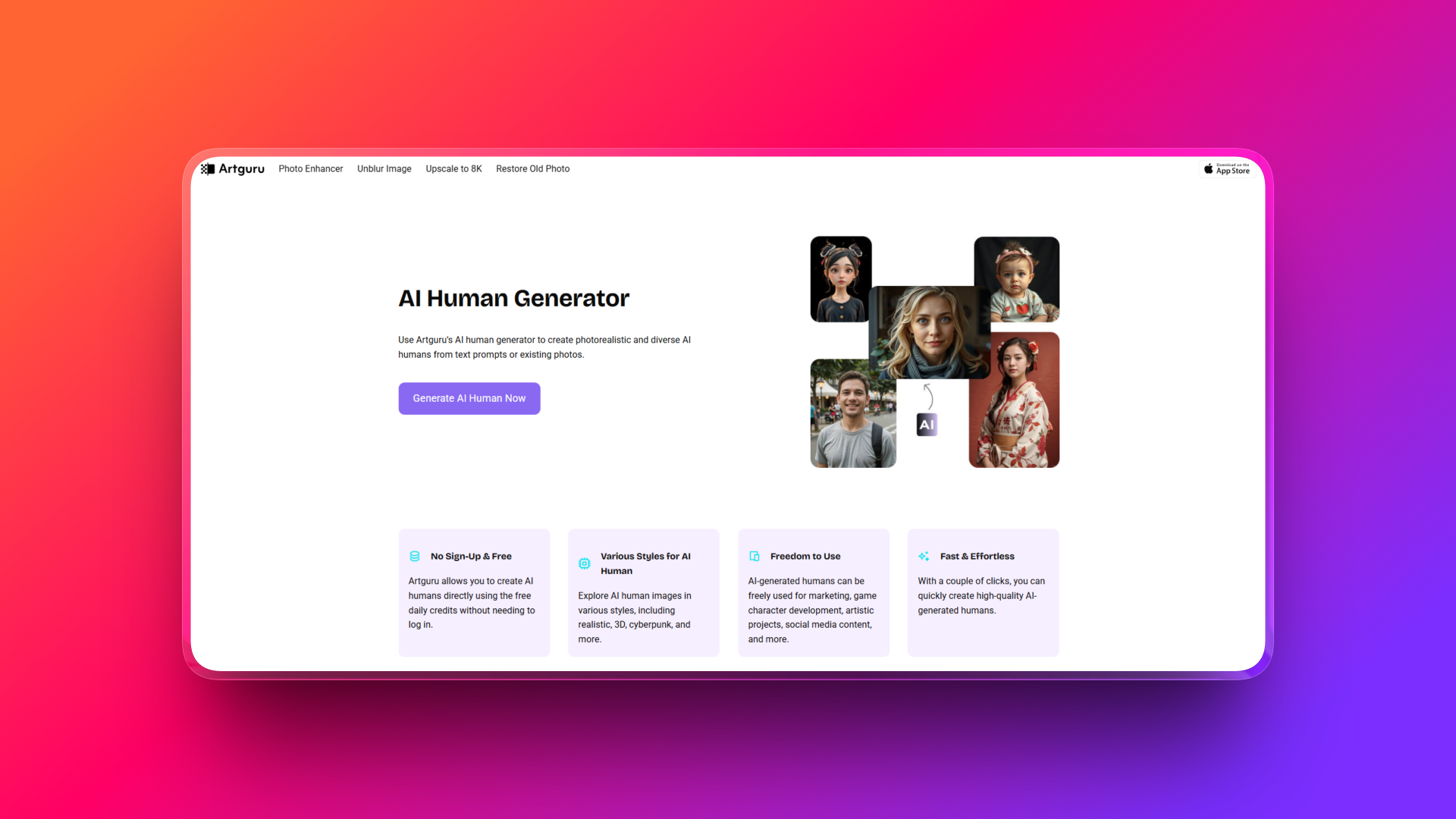AI human generator by Artguru