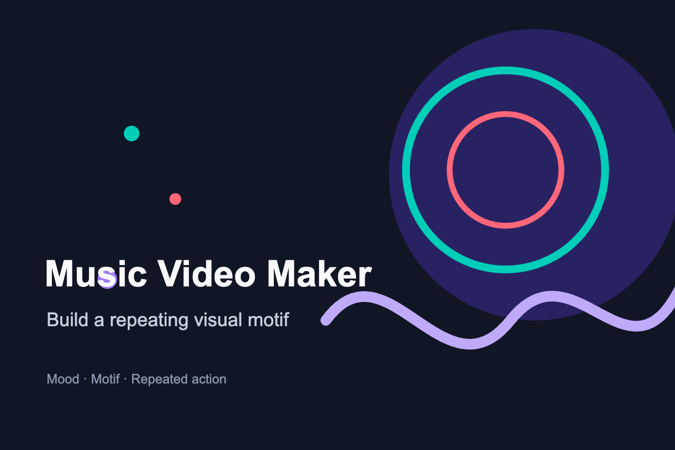Abstract repeating circles and a flowing line representing a music video motif
