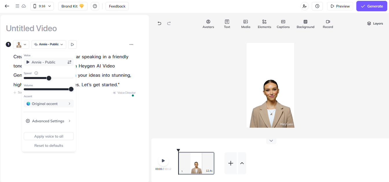 Pick AI Voice & language