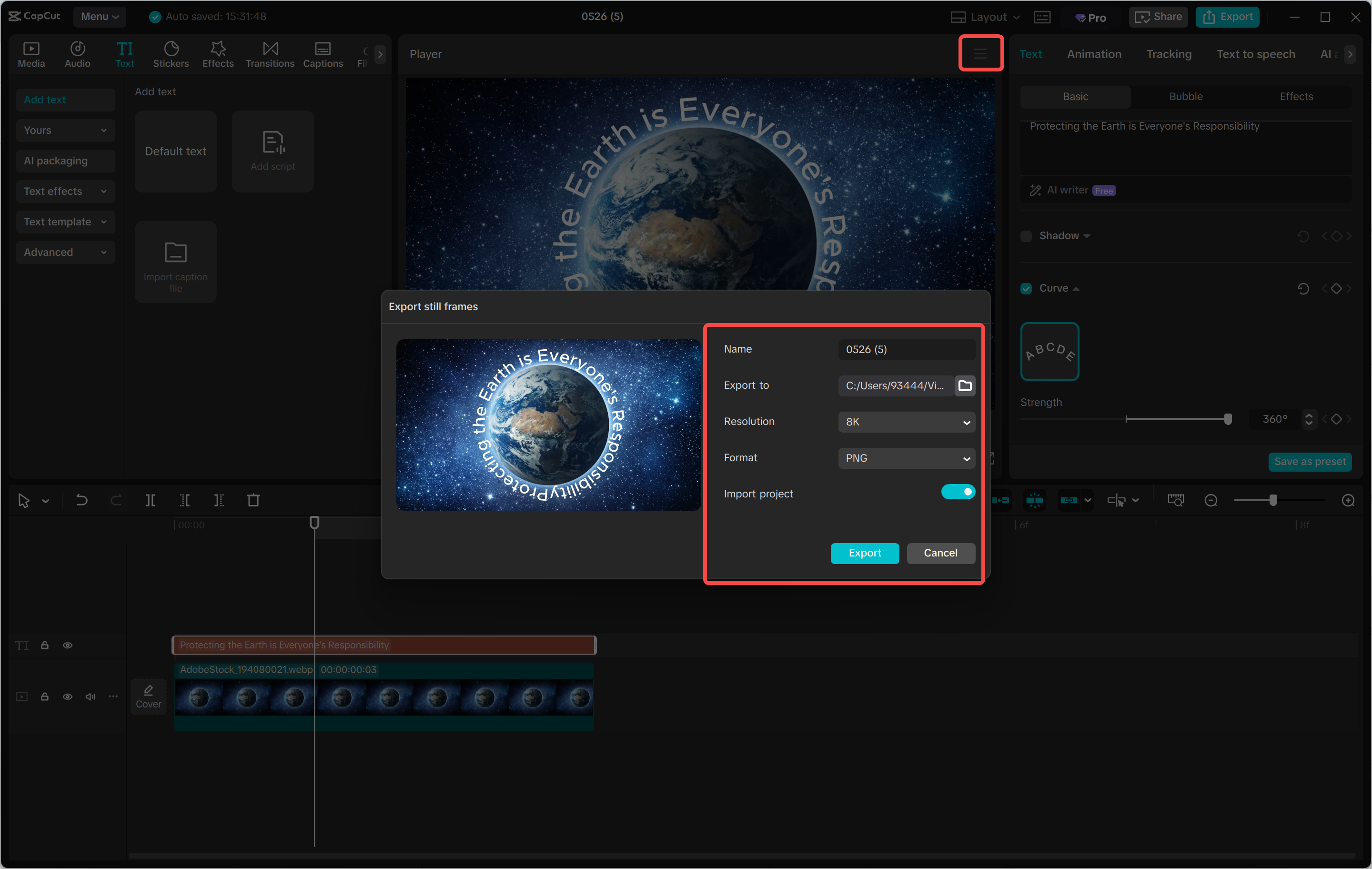 Exporting the final video from the CapCut desktop video editor