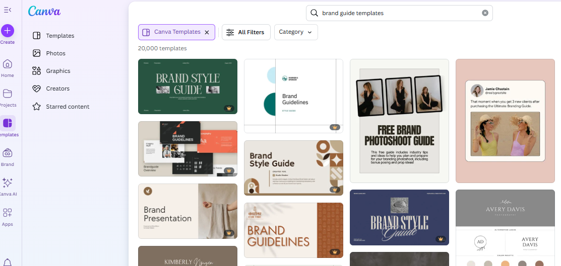 Canva interface