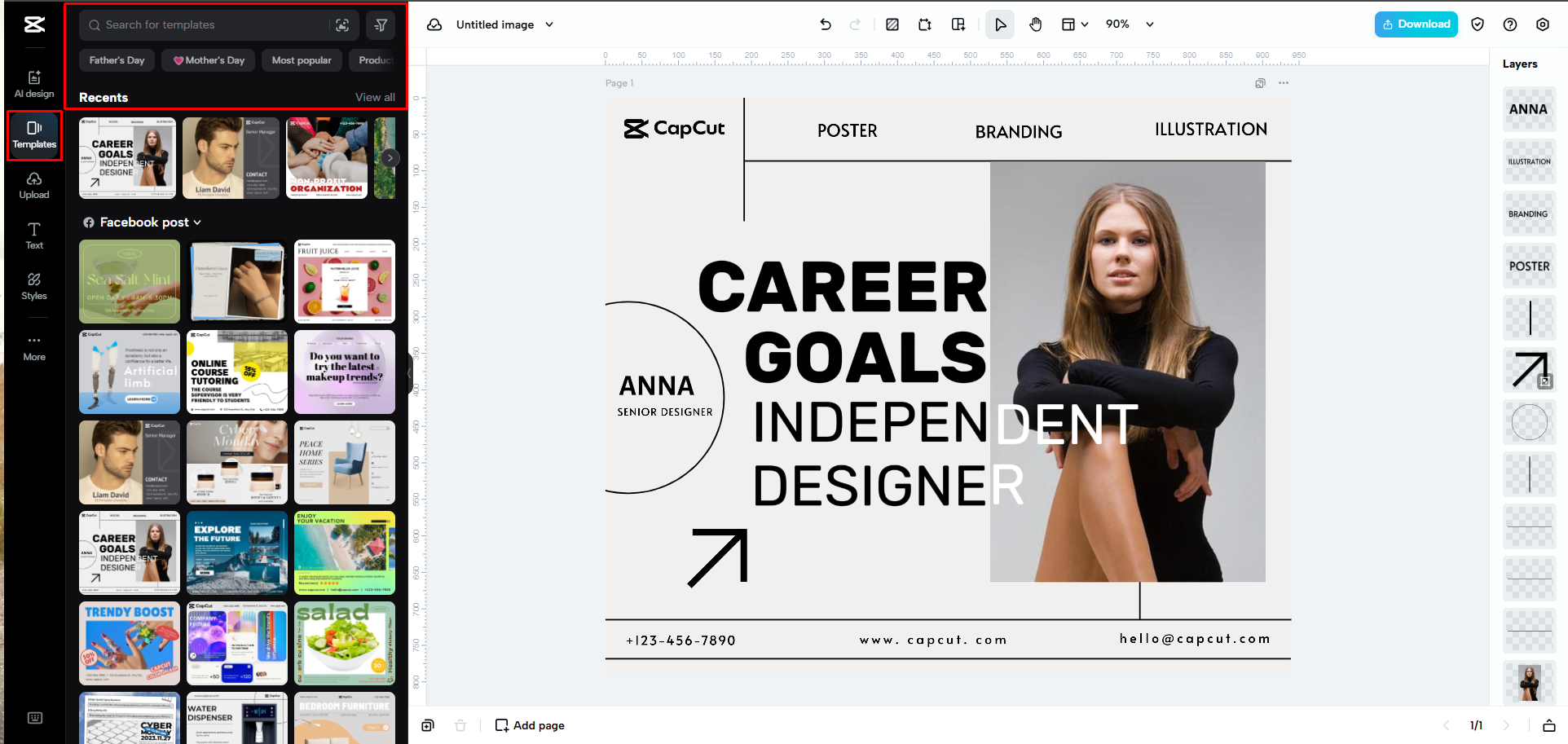 Choosing a custom size for Facebook post
