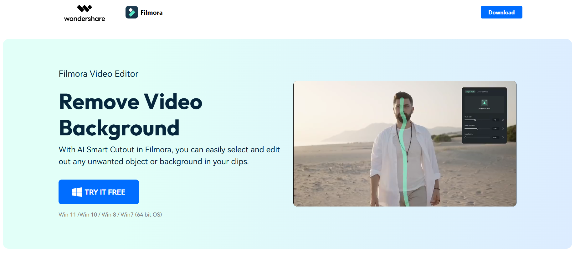 Filmora remove background ai video