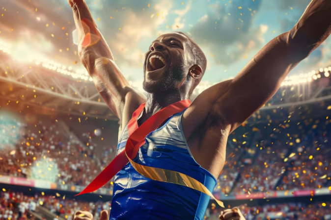 Colpo di vittoria dell'atleta