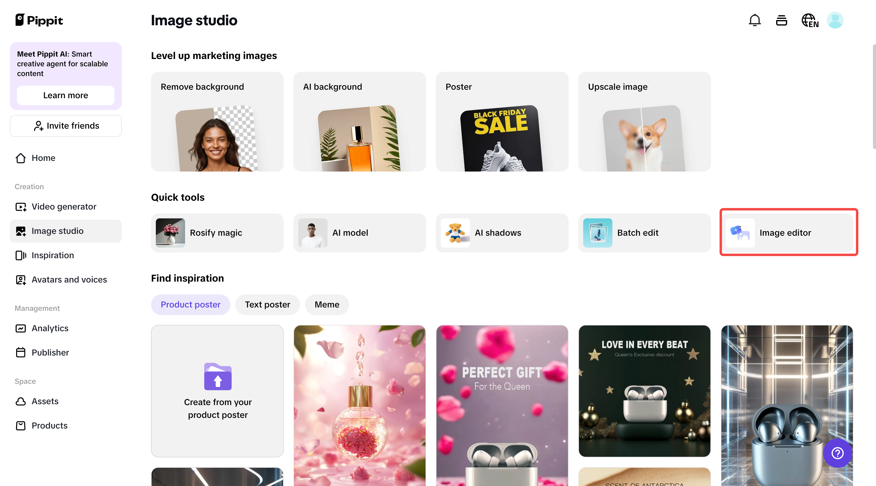 Image studio interface